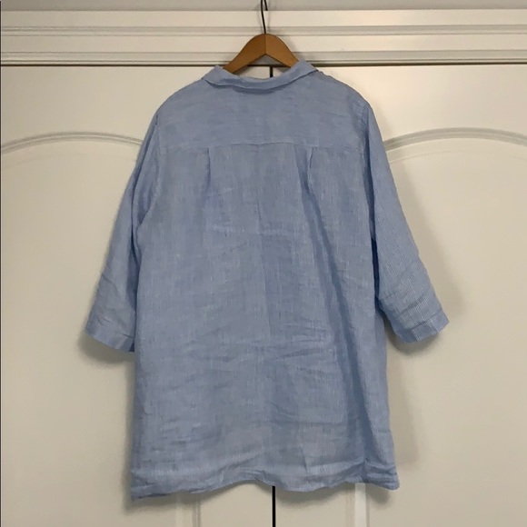❤️J Jill Striped Linen Tunic Popover Blue White S - Picture 5 of 6